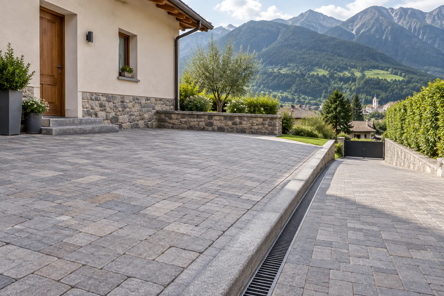 Piazzale pavimentato e accesso carrabile: immagine illustrativa generata con AI.